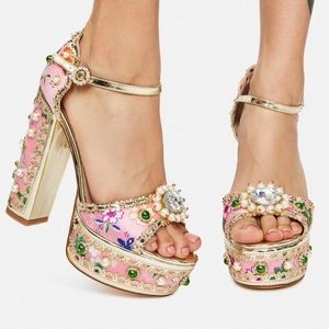 Pink Cici Jeweled Platform Heels